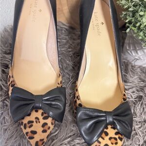 Kate Spade Leopard Print Heels with Black Bow